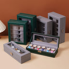 Watch Box Large 12 Mens Dull green Leather Display Glass Top Jewelry Case Organizer