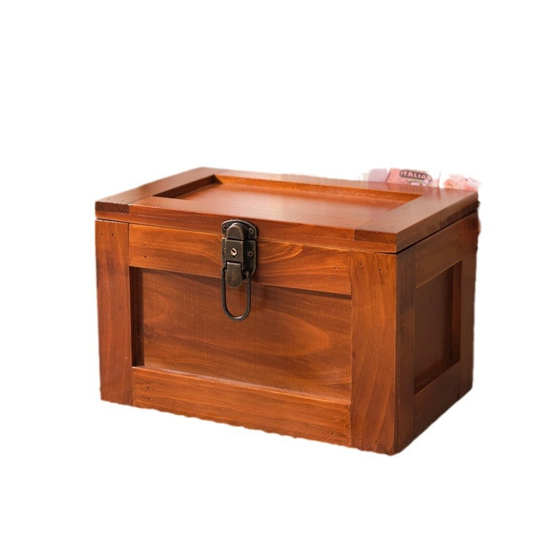 Wooden Jewelry Box Lock Vintage Japanese Retro Keepsake Organizer Elegant Storage for Earrings Trinkets Stylish Desktop Decoration Ample Space for Versatile Items
