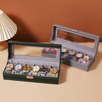 Watch Box Large 12 Mens Dull green Leather Display Glass Top Jewelry Case Organizer