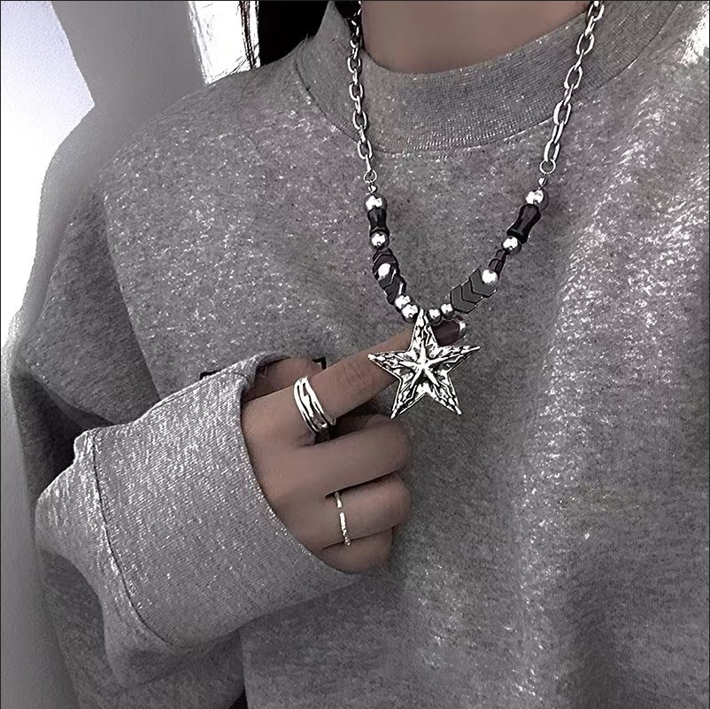 Irregular splicing cross pendant personality trend sweet men and women hip-hop necklace collarbone