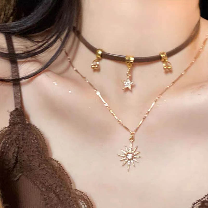 Irregular splicing cross pendant personality trend sweet men and women hip-hop necklace collarbone