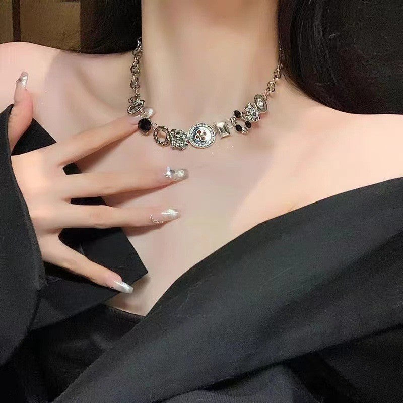 Irregular splicing cross pendant personality trend sweet men and women hip-hop necklace collarbone