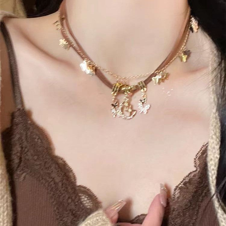 Irregular splicing cross pendant personality trend sweet men and women hip-hop necklace collarbone
