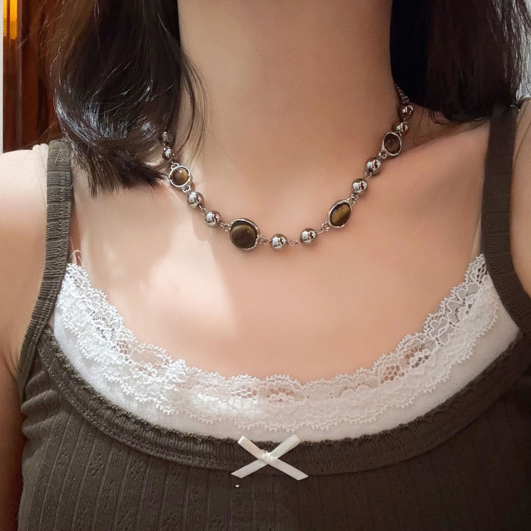 Irregular splicing cross pendant personality trend sweet men and women hip-hop necklace collarbone