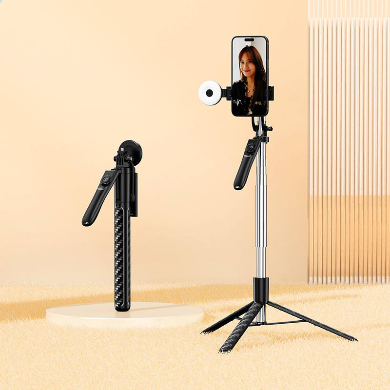 Portable Bluetooth Selfie Stick Tripod Holder with Remote Shutter Fill Light Extendable Wireless Remote Retractable Phone Stand