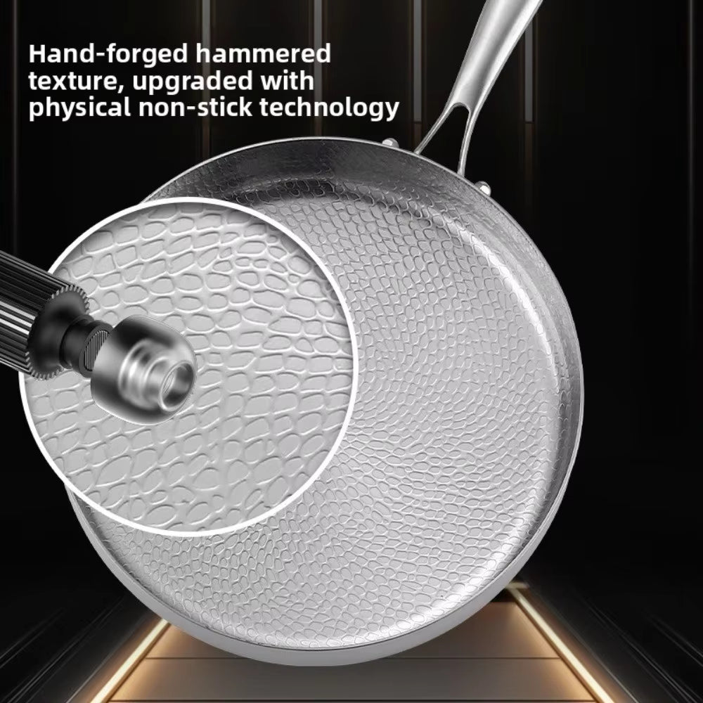 Hand Forged Hammer Patterned Frying Pan Titanium Steel Food Grade Non Stick Skillet Cookware Uncoated Fried Steak Pot